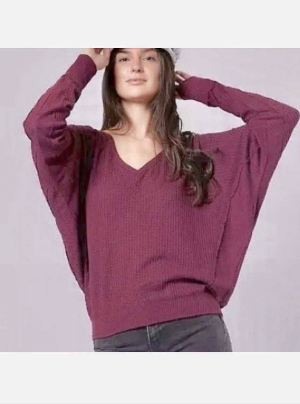 Free People Ribbed V-Neck Top - Rose Pink